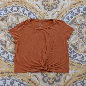 Orange Real Soft Tie front Cropped Tee Aerie